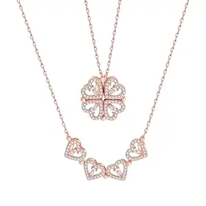 SALTY Anti Tarnish Magnetic Heart Clover Pendant Necklace for Women