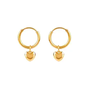 18K Gold Plated Heart Earrings for Women
