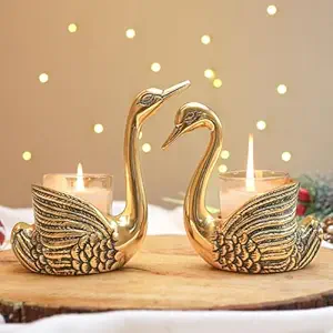 BEHOMA Aluminium Swans for Good Luck & Love (Gold)