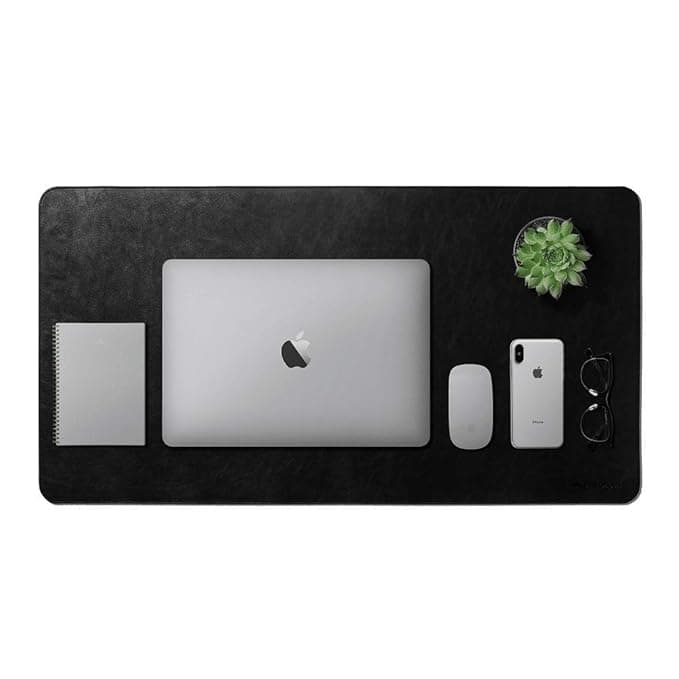 DailyObjects Large Premium Vegan Leather Desk Mat – Anti-Skid, Reversible (85x45cm) – Black