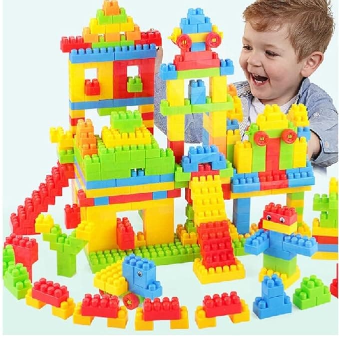 FunBlast DIY Plastic Building Blocks – 250 Pieces with 38 Wheels