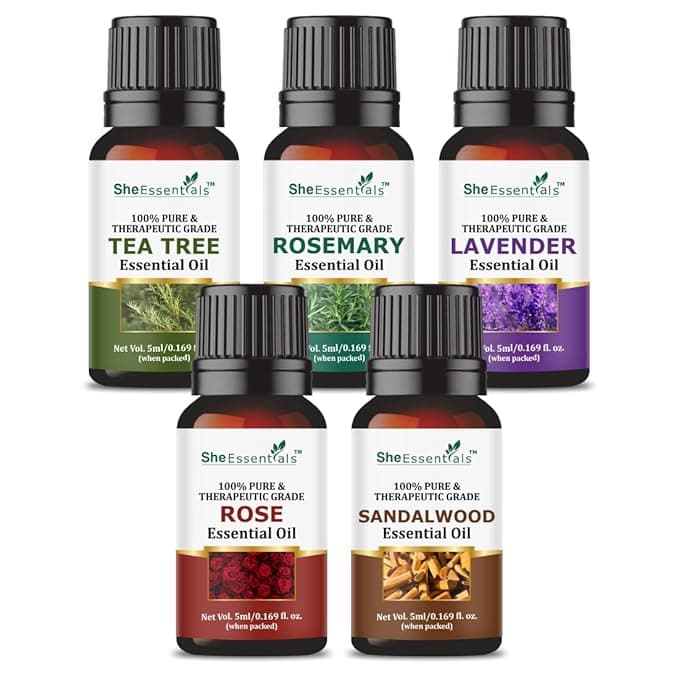 Exotic Aromas Essential Oil - Lavender, Sandalwood, Jasmine, Rose, Ylang Ylang (Pack of 5)