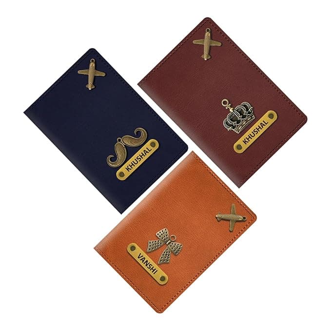Mekhush Men Vegan Leather Personalized Passport Cover PACKOF03