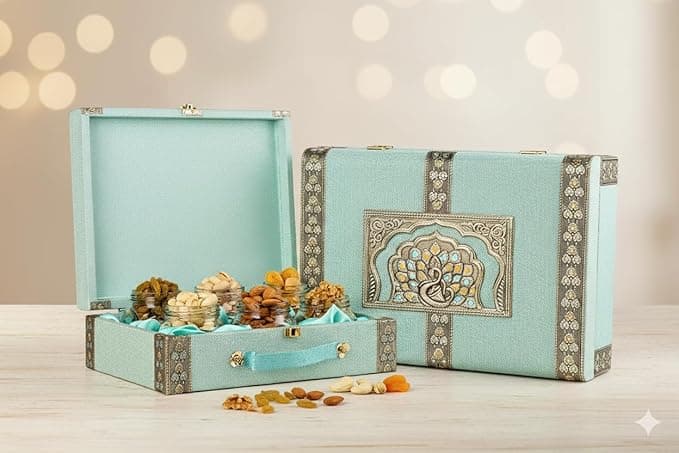 Browntree Bluemina 6pcs (650g) | Dry Fruit Hamper | 6 Piece luxury Gift Hamper - Almonds, Cashews, Raisins, Pista, Apricot & Walnuts | Festive & Corporate Gifting Box | Ideal Gift Box for Christmas & New year and all celebration