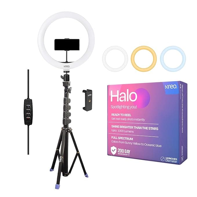 Kreo Ring Light 12" for Video Shooting Professional Studio Light with Stand, Ringlight kit for YouTube Instagram with Accessories (12" RL W/Tripod)