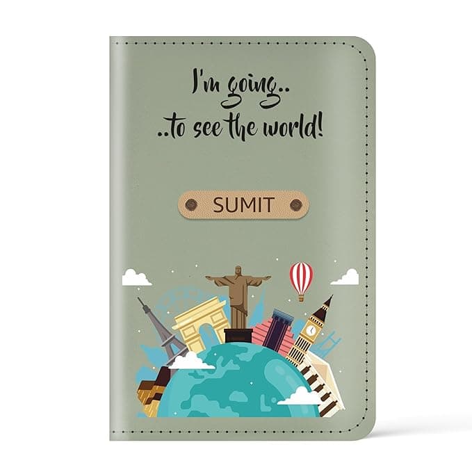 Mekhush Men Leather Personalized Printed Passport Cover With Customised Name