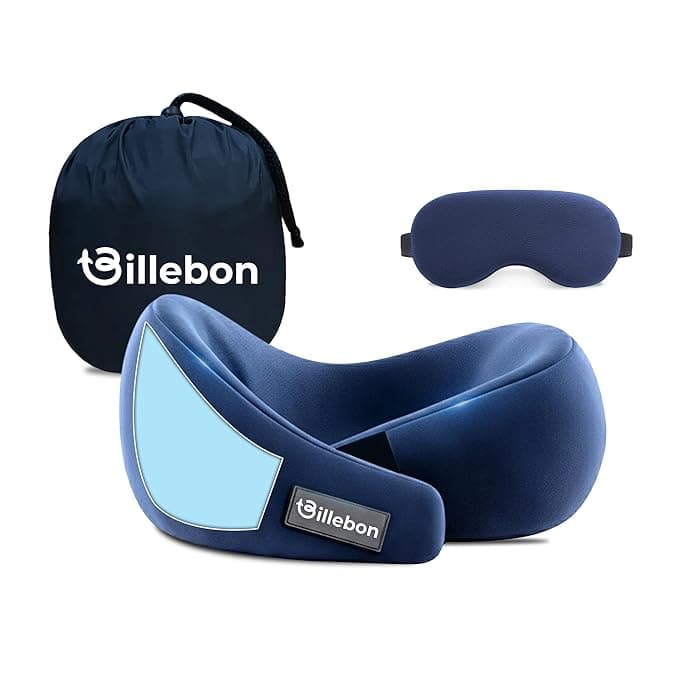 Billebon Gel Infused Memory Foam Neck Pillow Navy Blue Combo