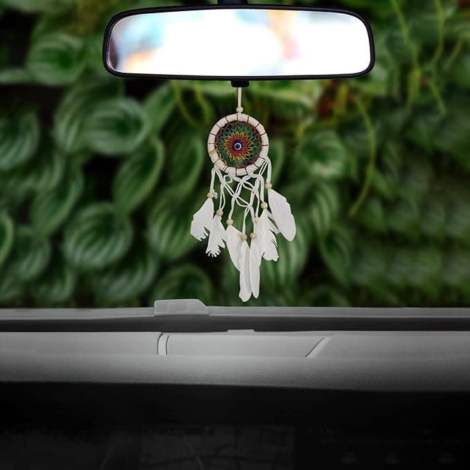 Car Mirror Hanging Accessories, Dream Catchers for Cars,Original Handicrafted Car Hanging, Car Rear View Mirror Hanging Decoration Size- (8x1x25cm) Multicolour (Pack of 1)