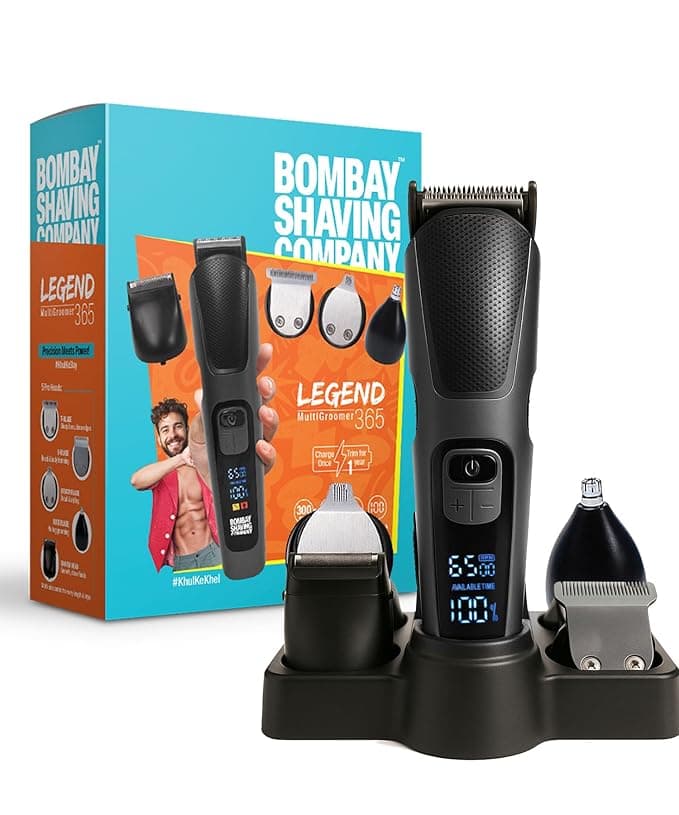 Bombay Shaving Company 12 in 1 Full Body Trimmer for Man | Runs Nonstop for 300 Mins | 5 Attachments | Beard, Body, Nose, Hair | Type C | Gift for men | Rechargeable All In One Men Trimmer | Legend 365