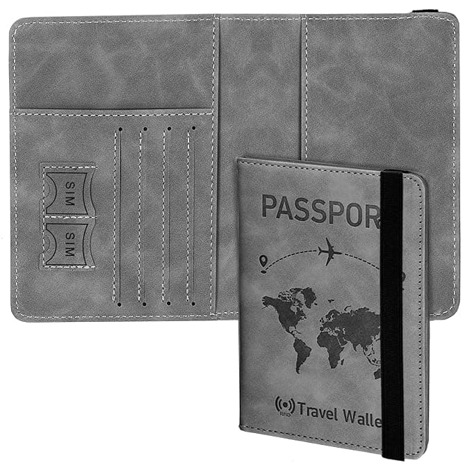 Storite Grey RFID Blocking PU Leather Travel Passport Holder Cover Grey 14.58 X 11CM